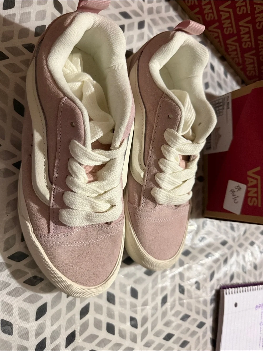 Vans Kids Old Skool Sneakers in Light Pink and White